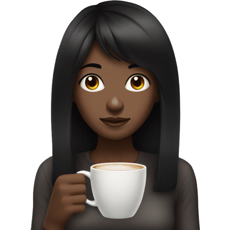 Black Hair girl with coffe eyes emoji