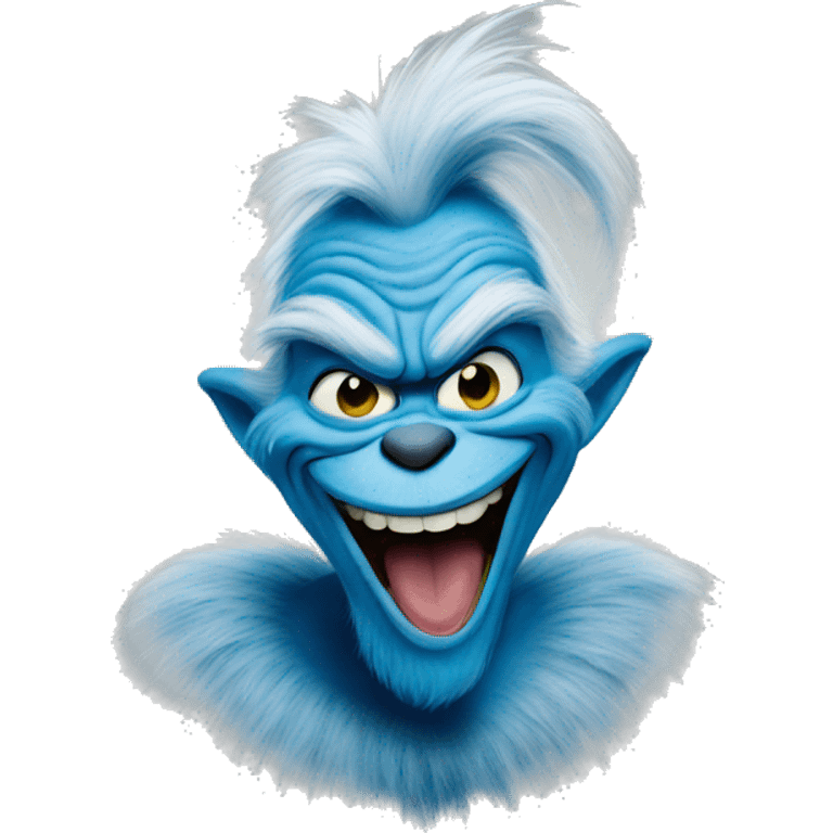 Blue grinch smiling emoji