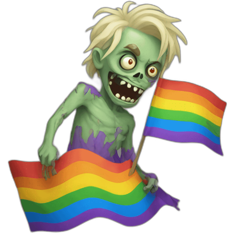 pride flag waving zombie emoji