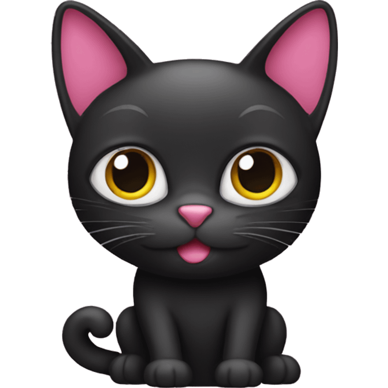 Black cat wearing pink bore emoji