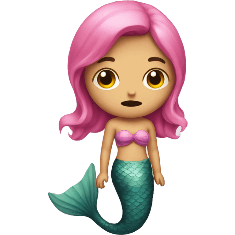 a sad mermaid with pink tail emoji