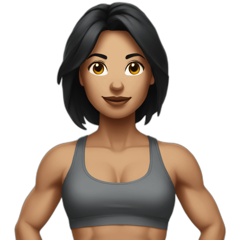 crossfit woman with black hair and doing lowering emoji