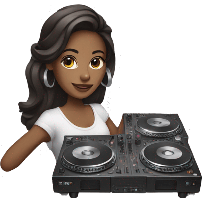 Female dj with turntables  emoji