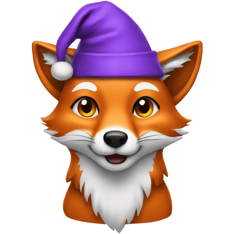 Fox wearing purple Santa hat emoji