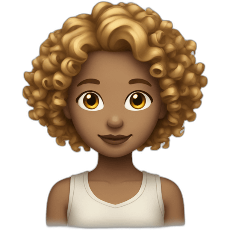 girl with light brown curly hair with golden curlies emoji