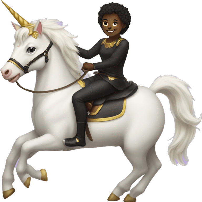 Black cat riding a unicorn  emoji