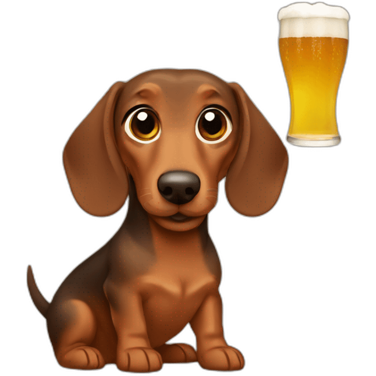 Brown dachshund drinking beer emoji