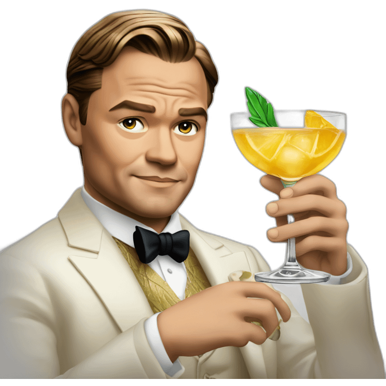 Leonardo di caprio meme with cocktail glass from great gatsby emoji