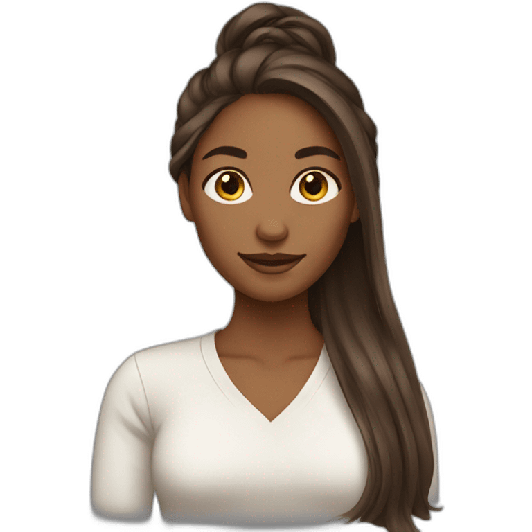 brown skin long hair women emoji