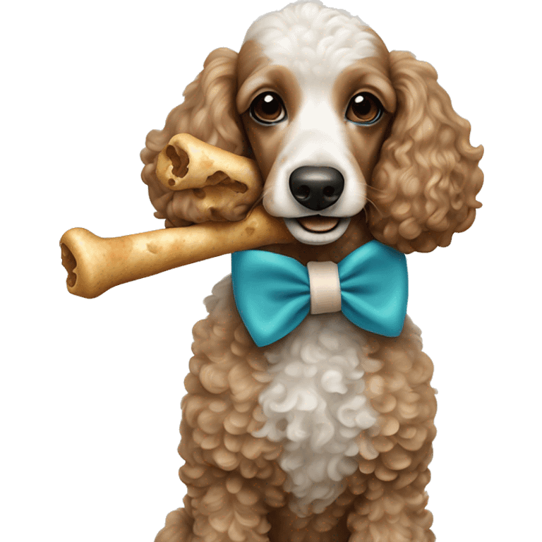 harlequin poodle holding a bone in her mouth emoji