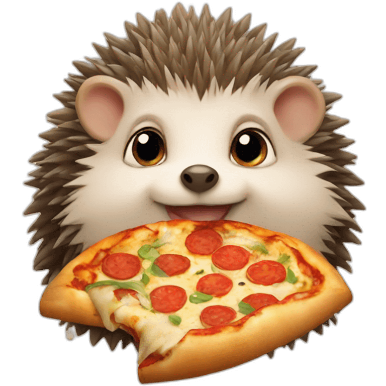 Little hedgehog eat a vegan pizza emoji