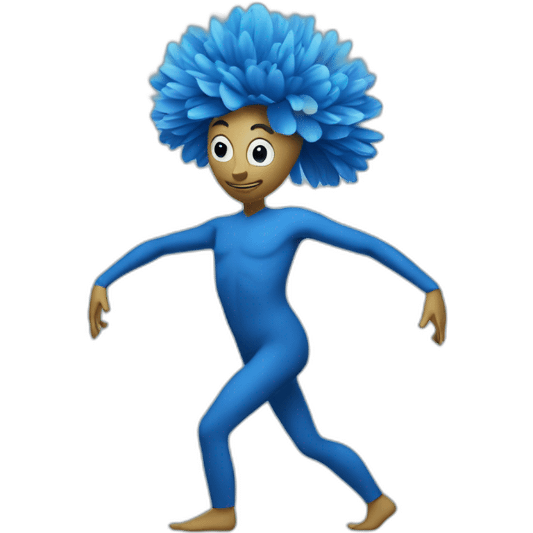 flower head blue body two arms two legs dancing emoji