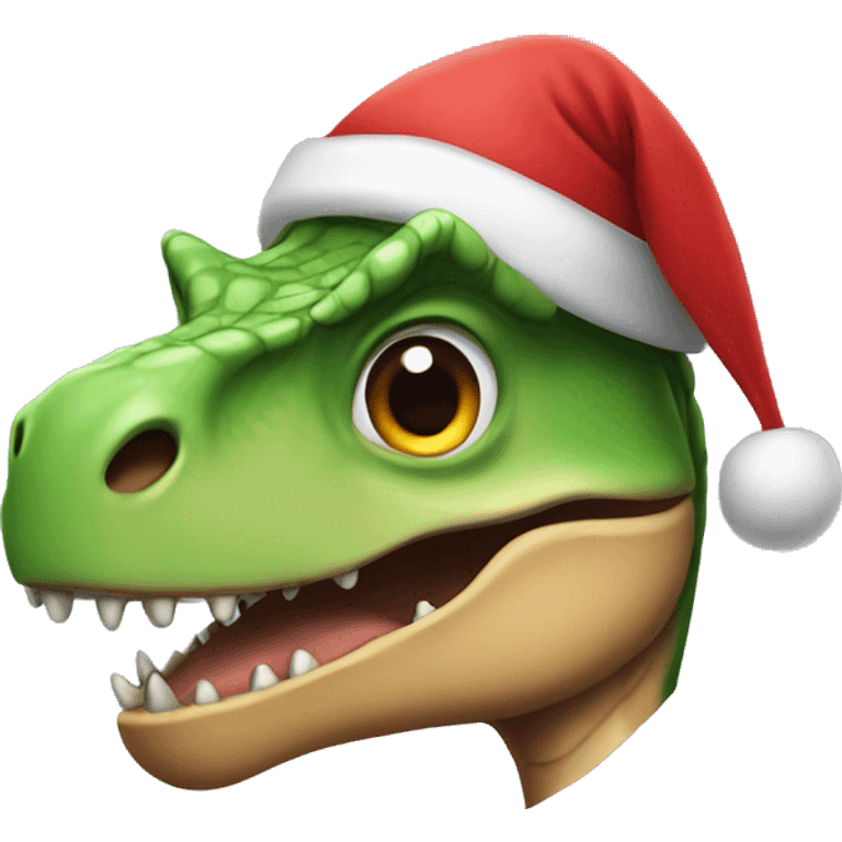 Dinosaur with Santa hat emoji