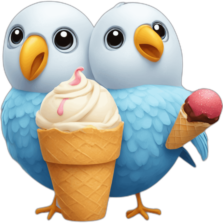 A bird with a icecream and a baby emoji