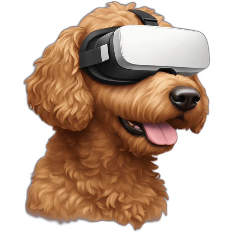 brown golden doodle wearing VR headset emoji