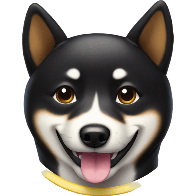 Black Shiba Inu smiling face with halo up emoji