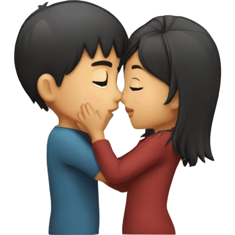 Asian boy kissing a girl  emoji