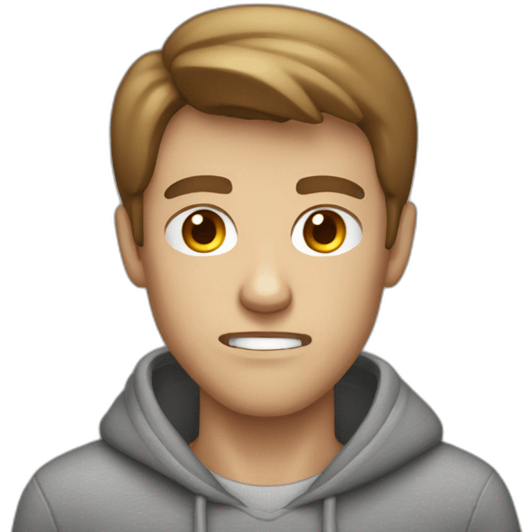 a white male with VERY VERY short brown hair is VERY ANGRY angry and wearing gray sweatshirt emoji