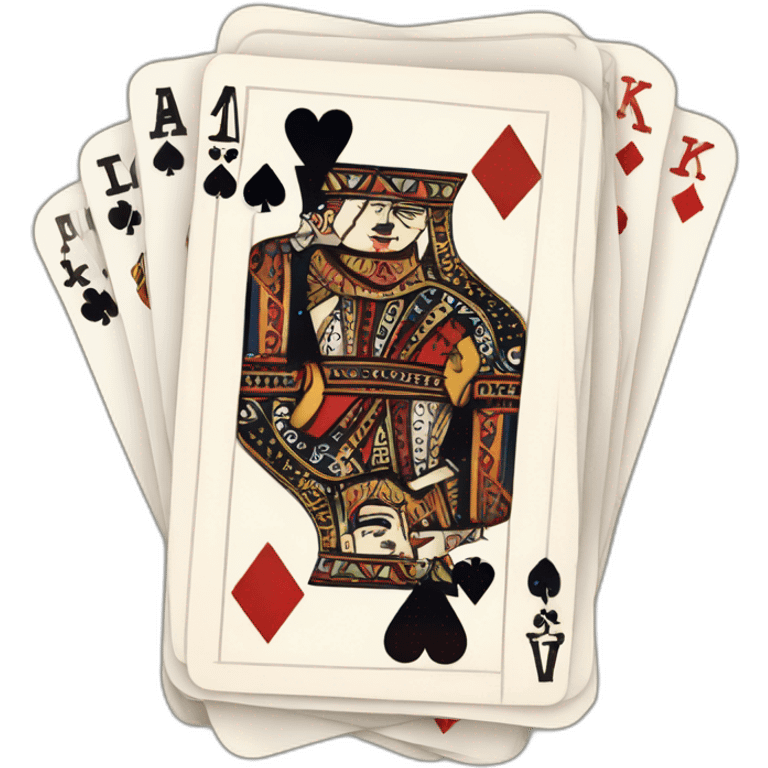 a hand of cards with an ace of diamonds, king of clubs, queen of hearts, and jack of spades emoji