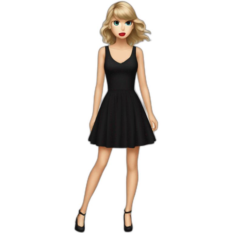 Taylor swift with black dress and angry emoji