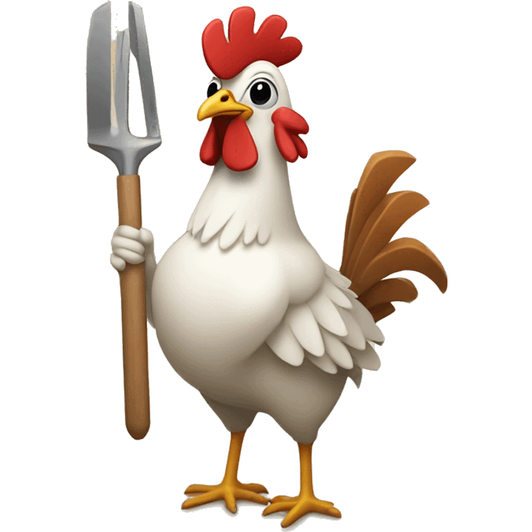 chicken holding crafting tools emoji