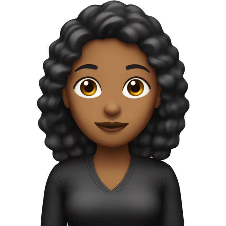 mujer pelo ondulado negro piel trigueña  emoji