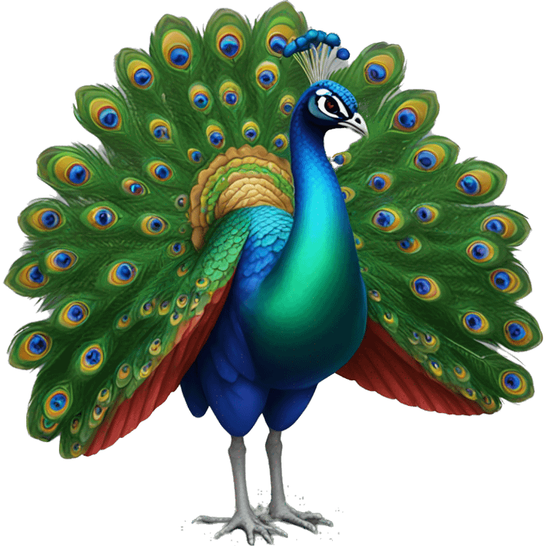 Peacock with Red colour feather  emoji