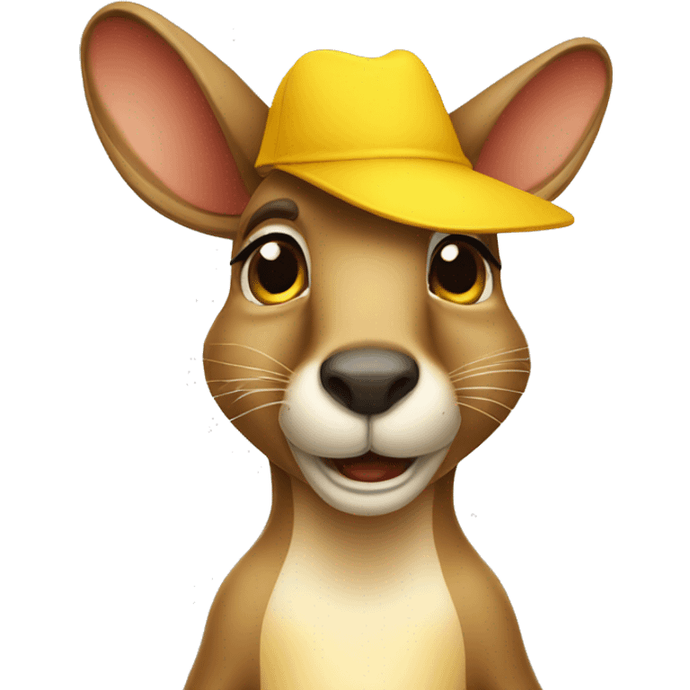 I want a kangaroo dressed in a plain yellow hat winking emoji