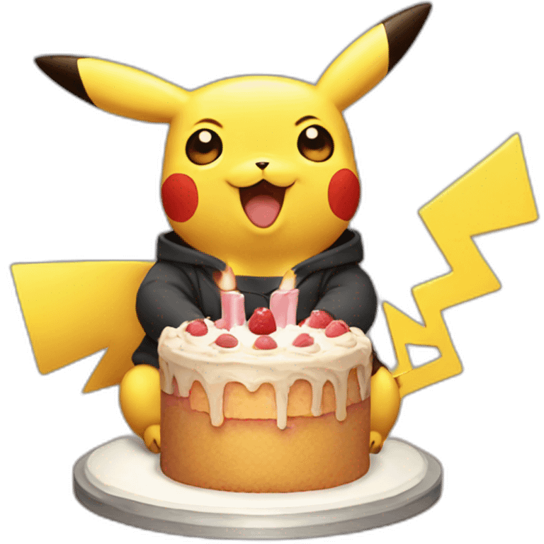 pikachu with a cake emoji