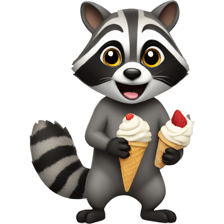 Raccoon eating ice cream emoji