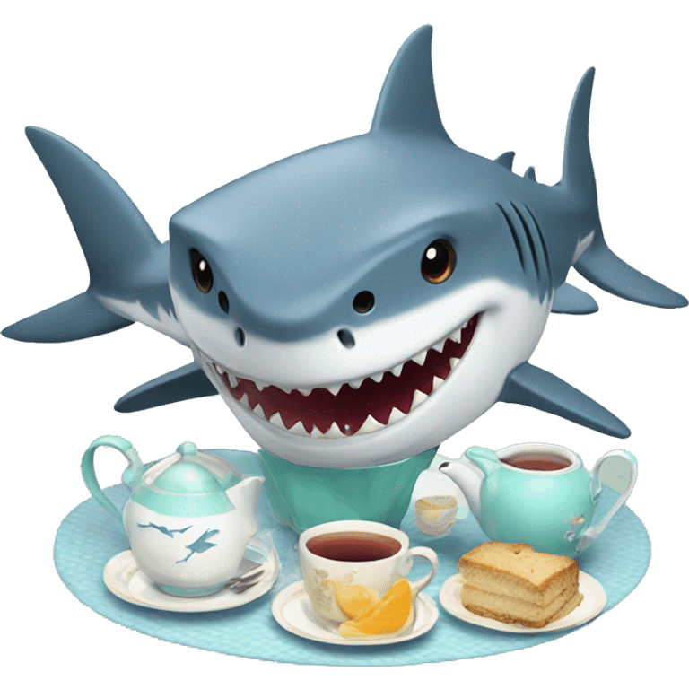 Shark having a tea party emoji