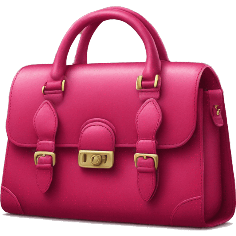 Realistic raspberry Color designer satchel purse. emoji