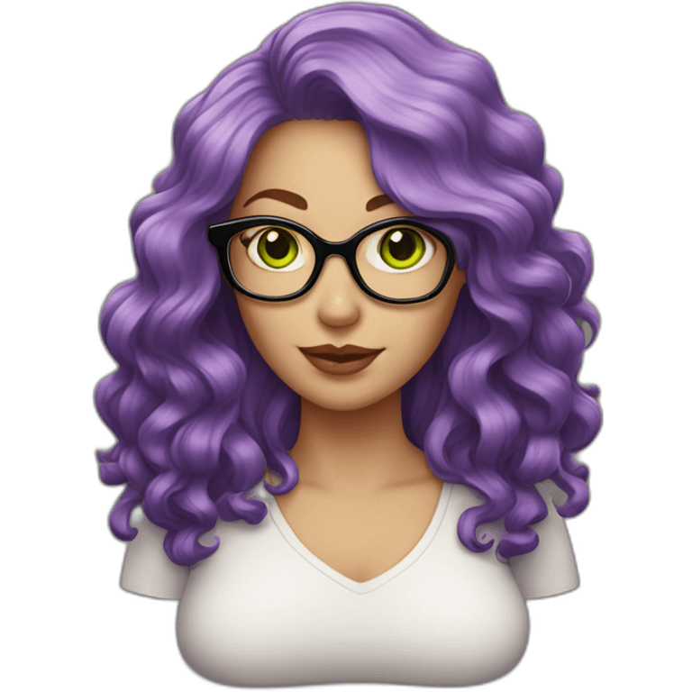 curvy-white-woman-with-wavy-purple-hair-square-glasses-green-eyes emoji