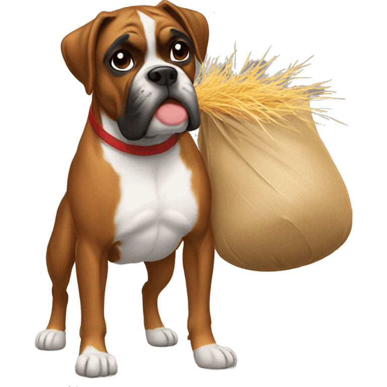 Boxer with christmas hay emoji