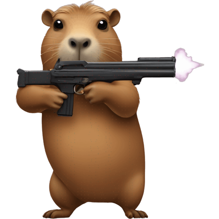 Capybara shooting a gun emoji