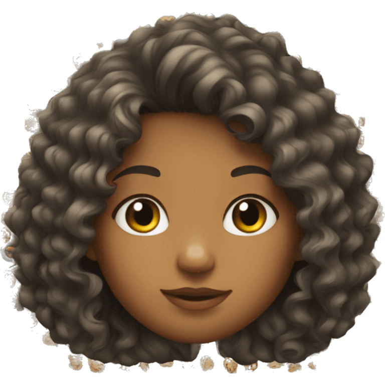 Curly hair girl with tiger glass emoji