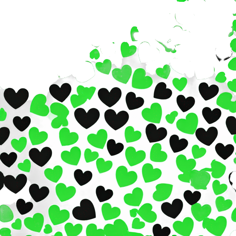 Half black heart and green heart emoji