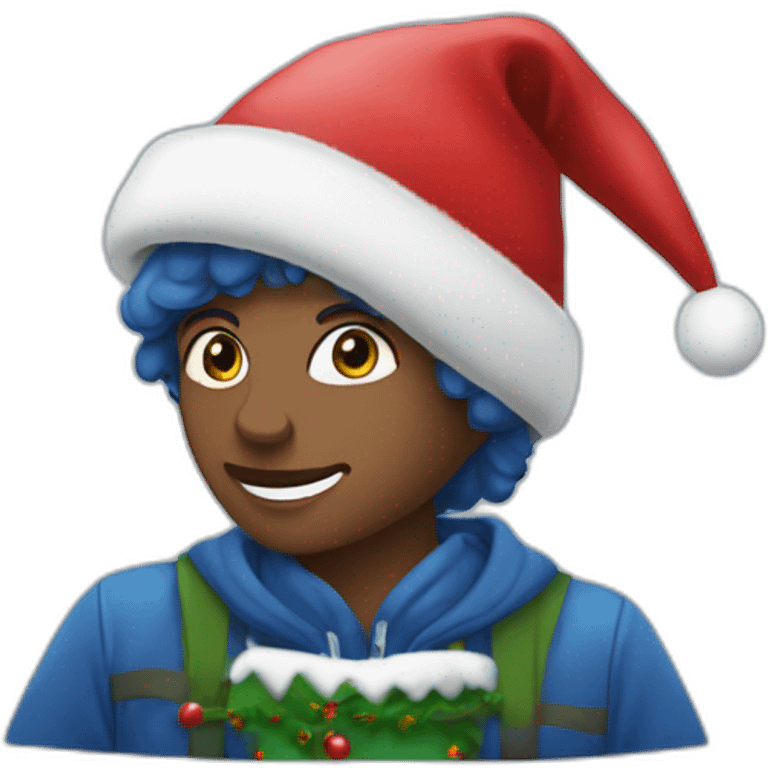 Carade simi con gorro de navidad azul emoji