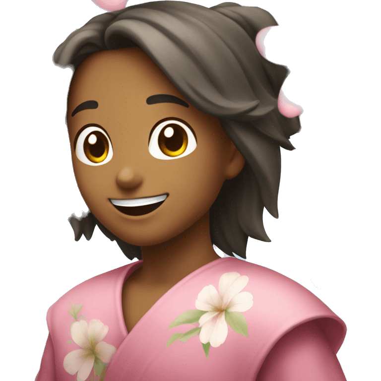 flor de sakura, con una sonrisa emoji