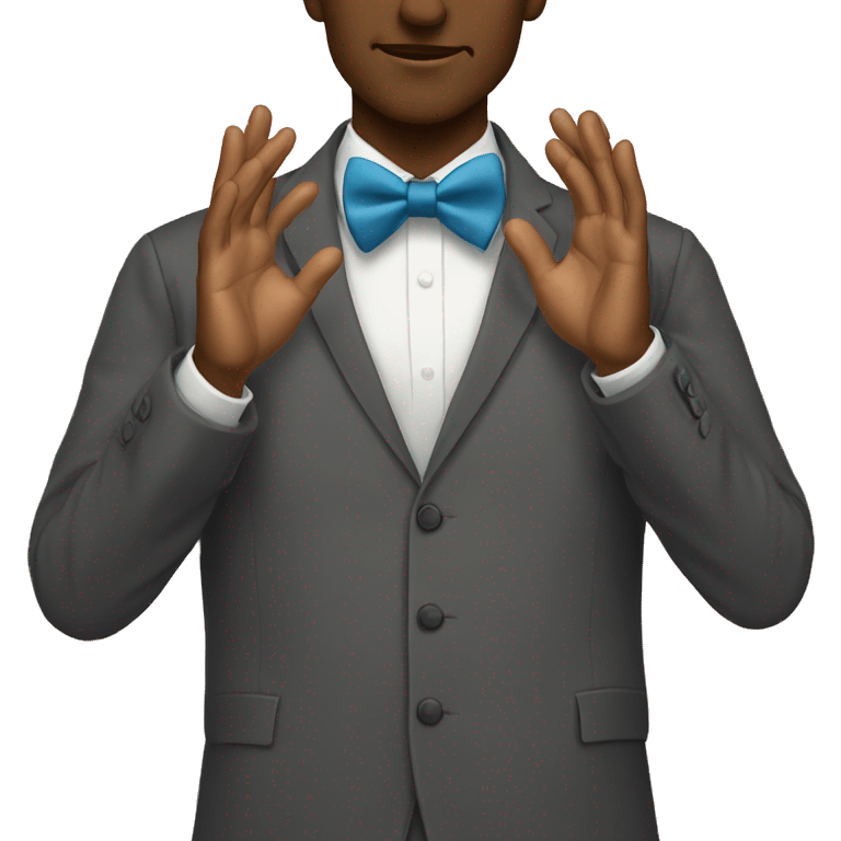 Adjusting bow tie with hands  emoji