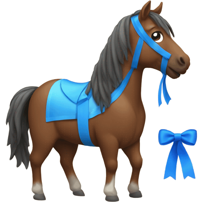 Brown horse with blue ribbon  emoji