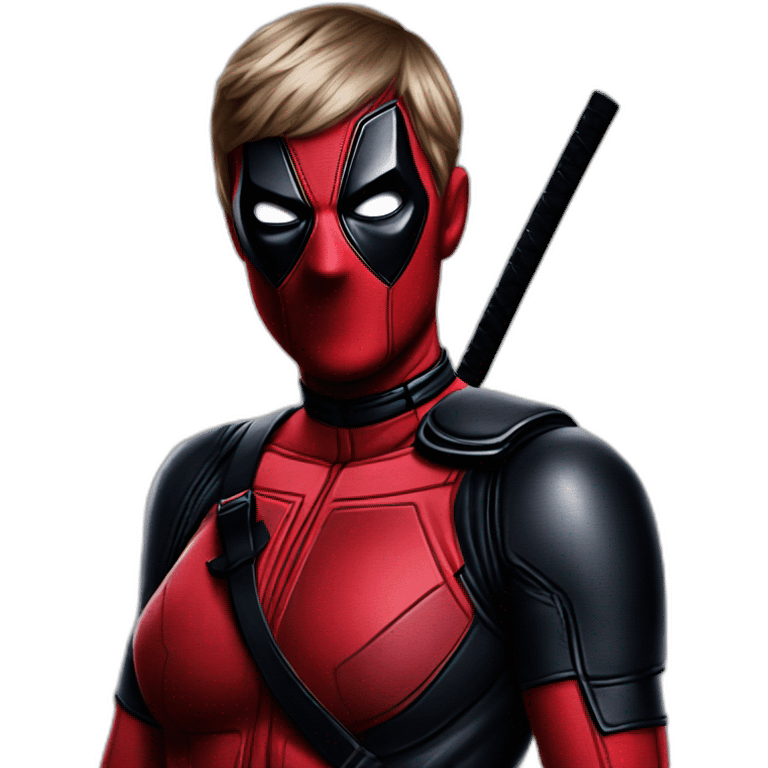 Taylor Swift dressed up as Deadpool emoji