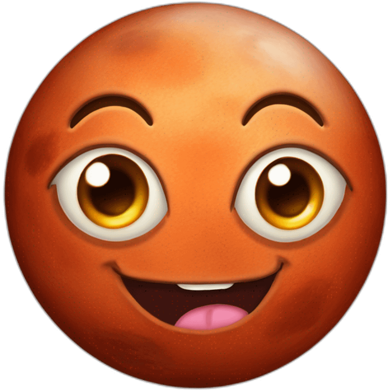 planet Mars with a cartoon grinning cat face with big eyes emoji