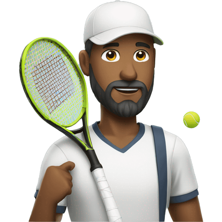 man playing tennis with cap and beard emoji