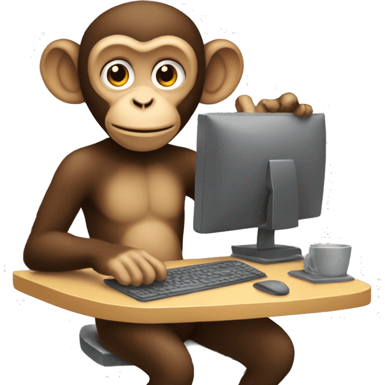 A monkey sitting at his computer emoji