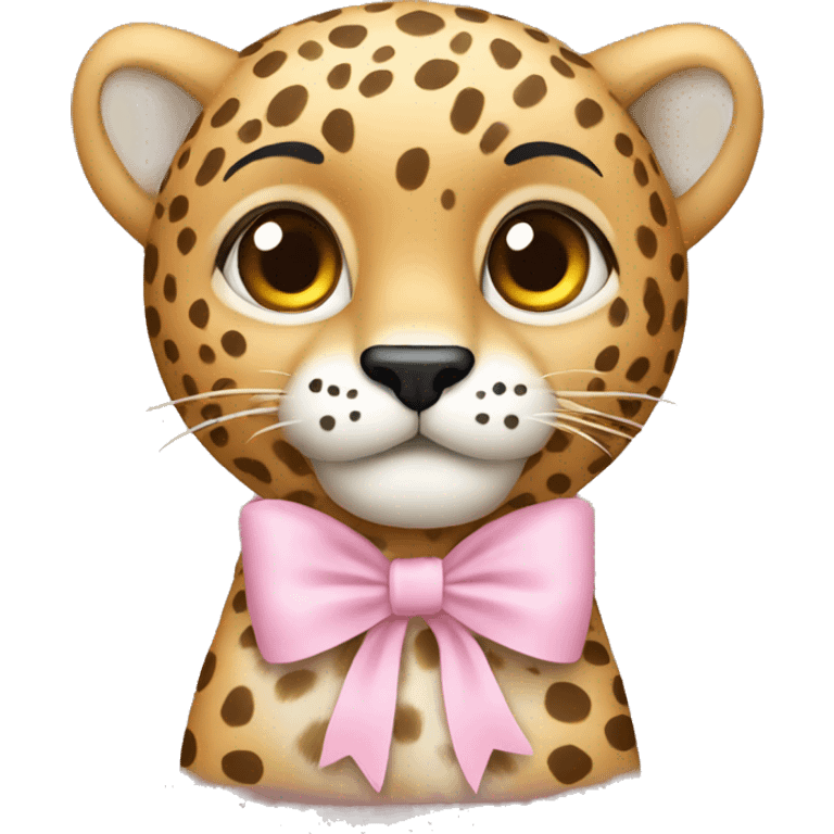 cheetah with light pink bow emoji