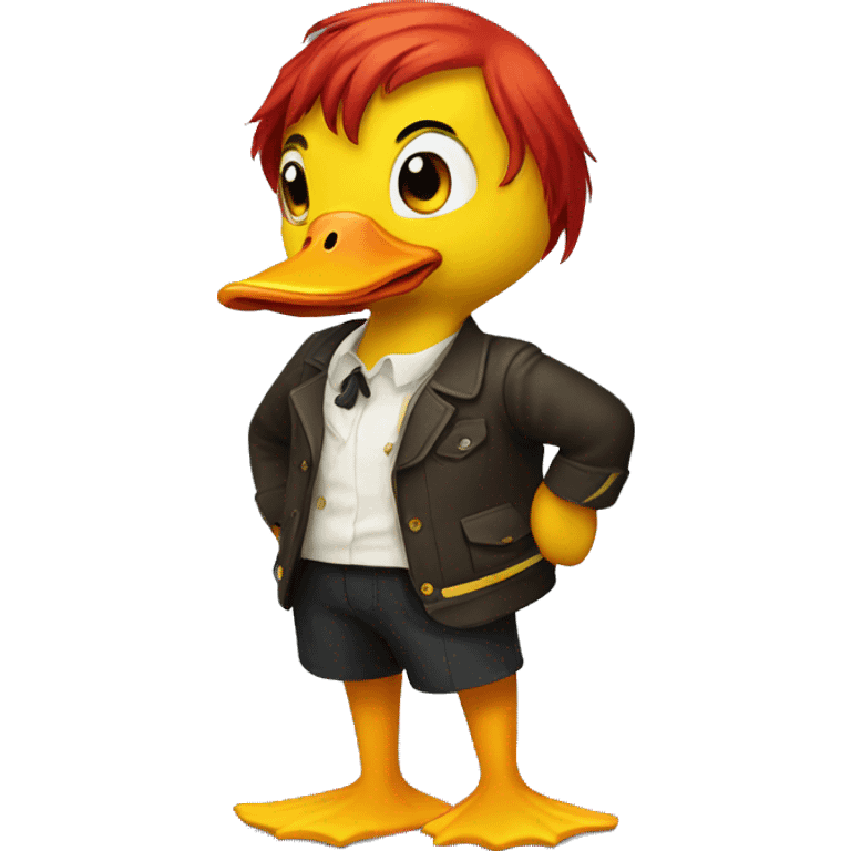 Yellow duck with red hair emoji