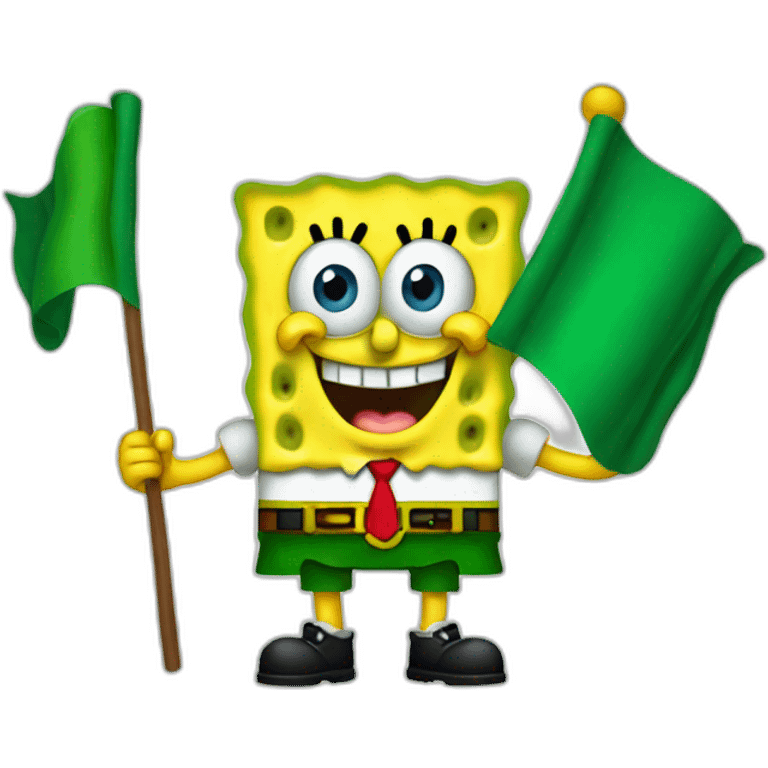 SpongeBob holding Irish flag emoji