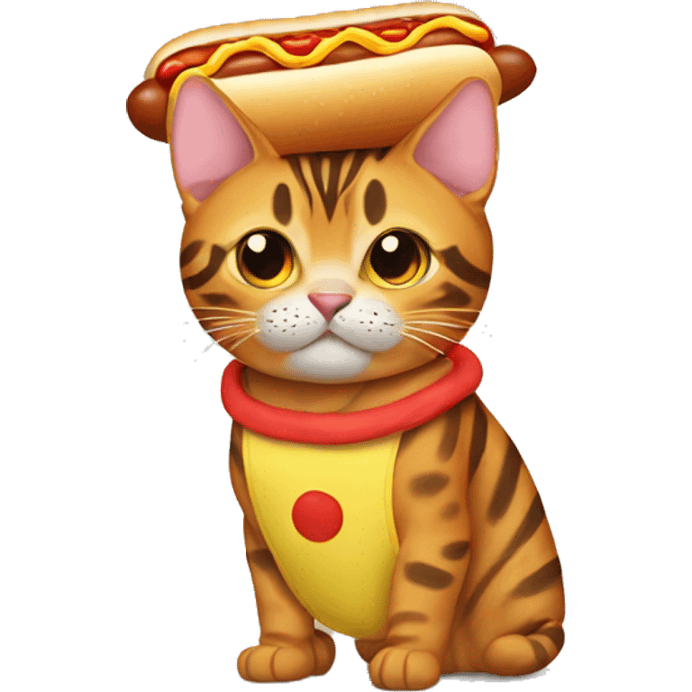 Bengal cat wearing hot dog costume  emoji