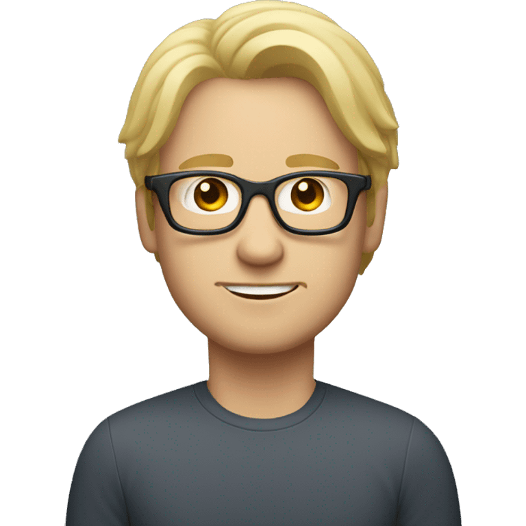 white vegetarian man with shoulder length blonde hair and glasses carrying a box  emoji